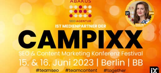 CAMPIXX 2023 mit Moderatorin Anna Pianka von der SEO Agentur ABAKUS Internet Marketing GmbH