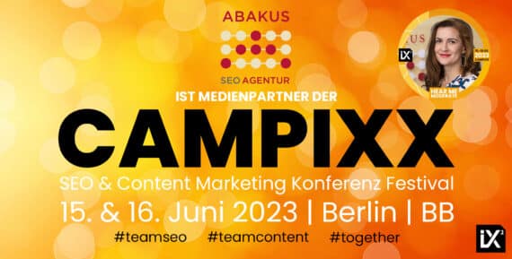 CAMPIXX 2023 mit Moderatorin Anna Pianka von der SEO Agentur ABAKUS Internet Marketing GmbH