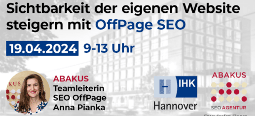 IHK Hannover SEO Offpage Seminar am 19.04.24