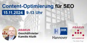 IHK Hannover Seminar Content-Optimierung für SEO mit Kamillo Kluth (ABAKUS Internet Marketing)