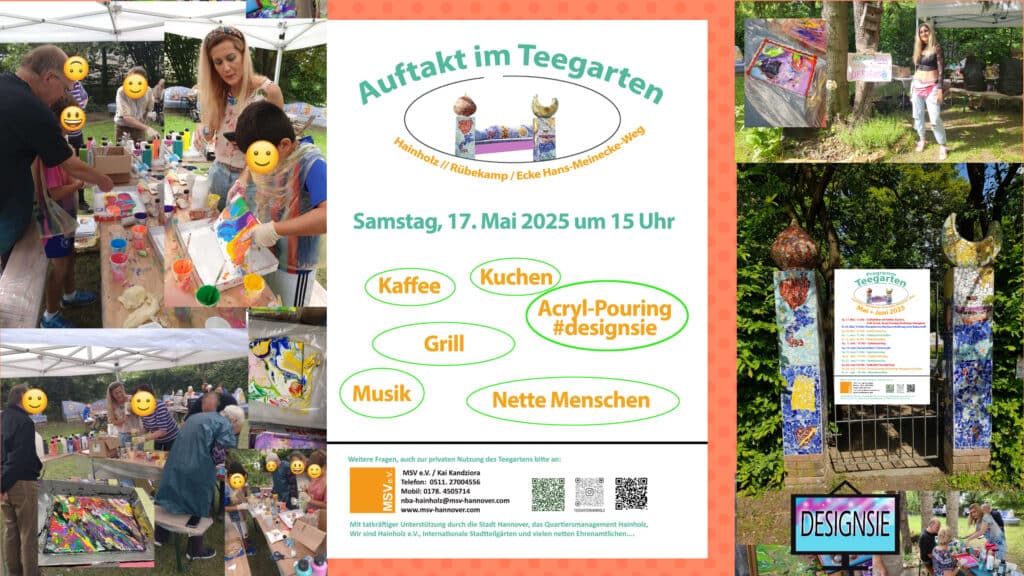 Auftaktfest im Teegarten Hannover am 17. Mai 2025 mit Designsie-Acylic-Pouring-Workshop