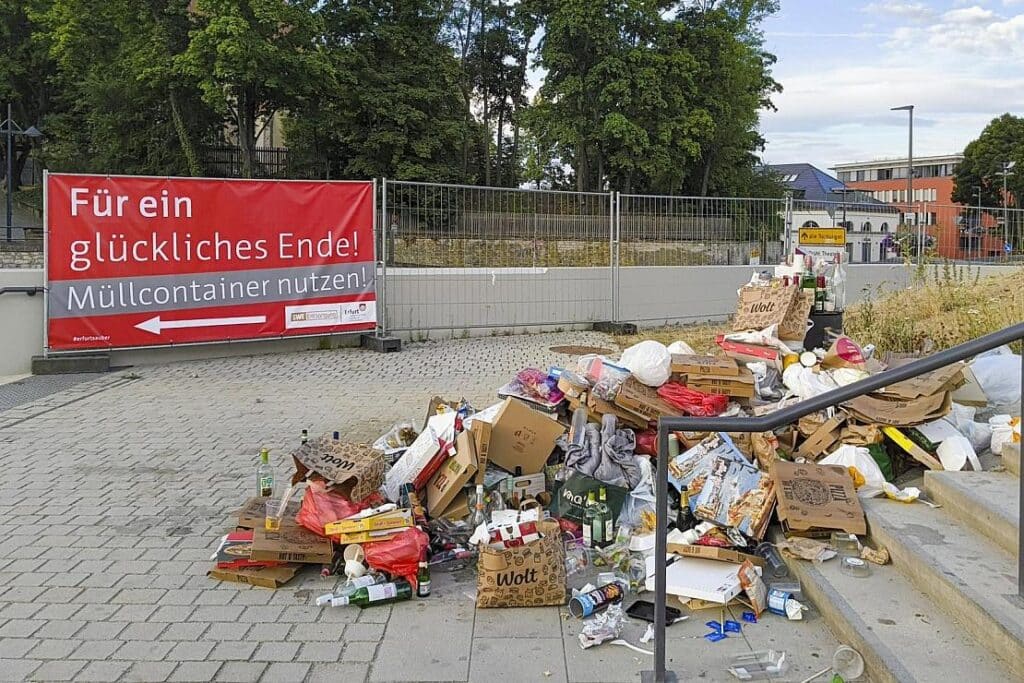Müll und Schäden nach Konzerten auf dem Petersberg in Erfurt