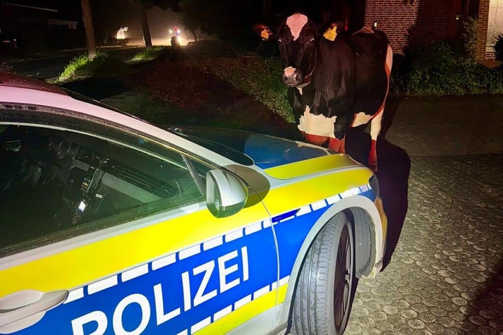 Polizei begleitet freilaufende Kuh in Hammah zurück nach Hause