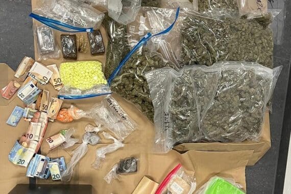 Polizei bei Drogenrazzia: Festnahme eines Dealers, Drogen und Bargeld gefunden.