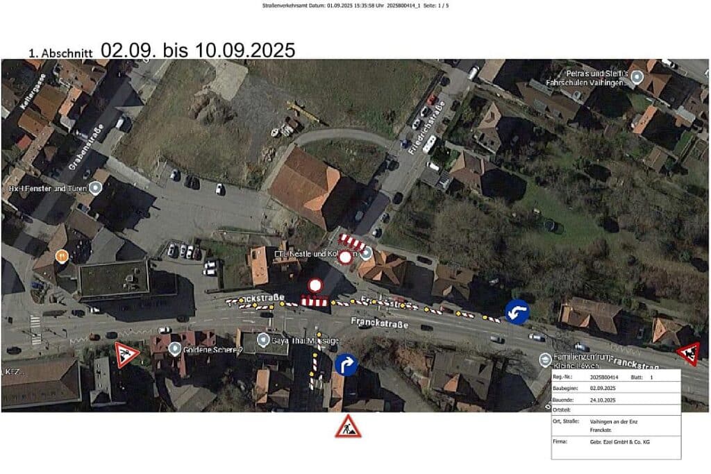 Vaihingen sperrt Straßen für Kanalarbeiten