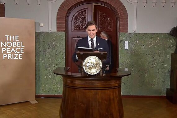 Maria Corina Machado bei Nobelpreis-Zeremonie, Tochter nimmt Preis stellvertretend entgegen, Oslo.