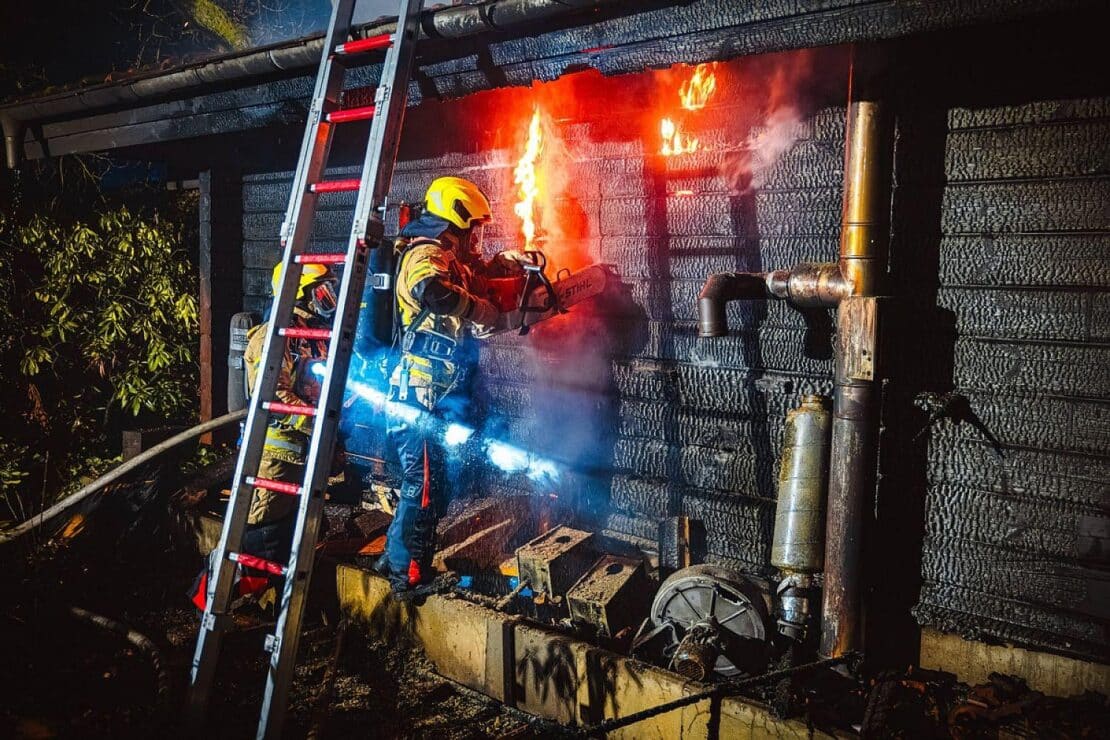 Brand einer Saunahütte im Saunapark Epe