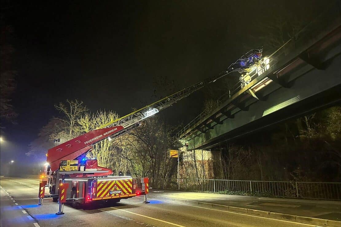 Feuerwehr rettet vier junge Menschen aus unwegsamem Gelände bei Weinheim