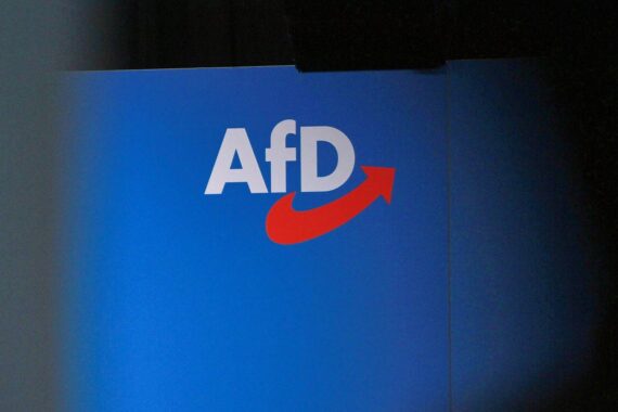 AfD-Logo vor dem Hintergrund politischer Diskussionen über zukünftige Regierungsübernahmen in Deutschland.