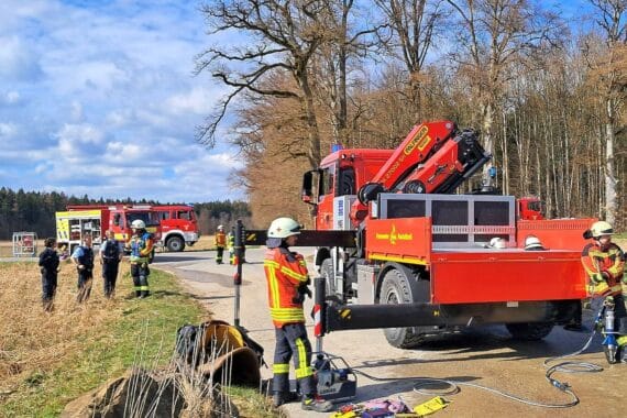 Feuerwehr befreit Pferd aus Wasserbecken