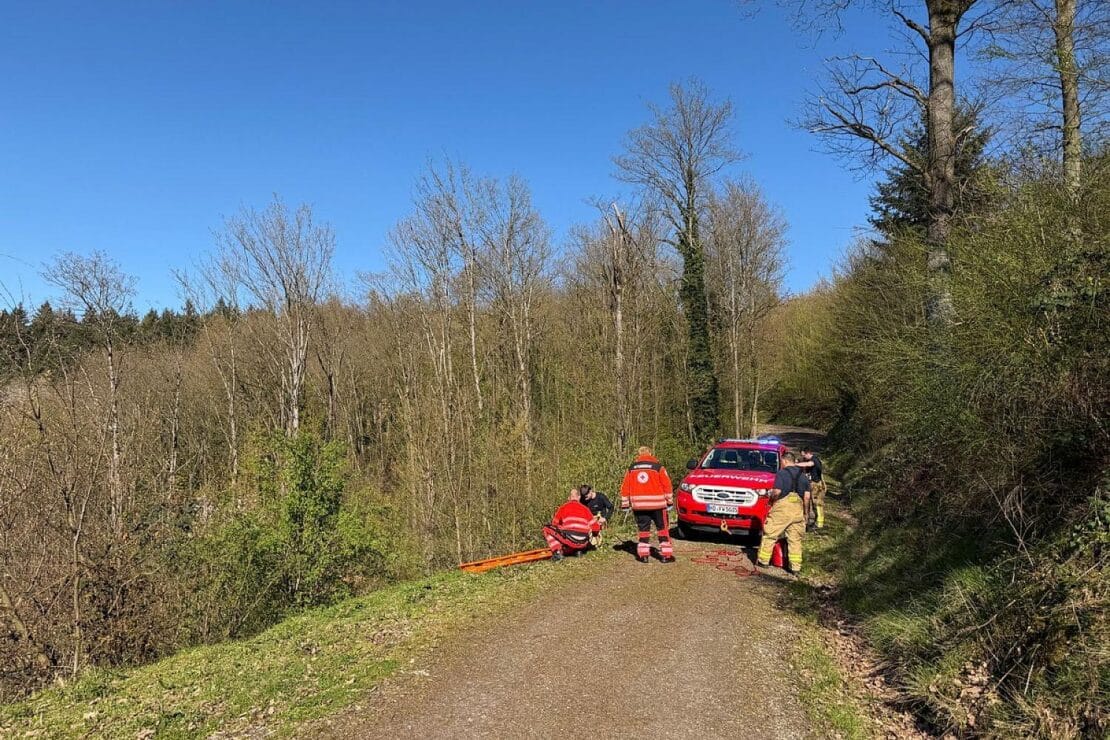Zwei ältere Spaziergänger nach Sturz im Weinheimer Wald gerettet