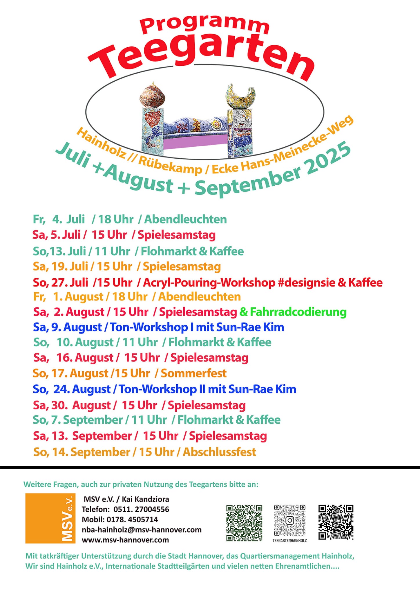 Programm Teegarten Hannover Sommer 2025 