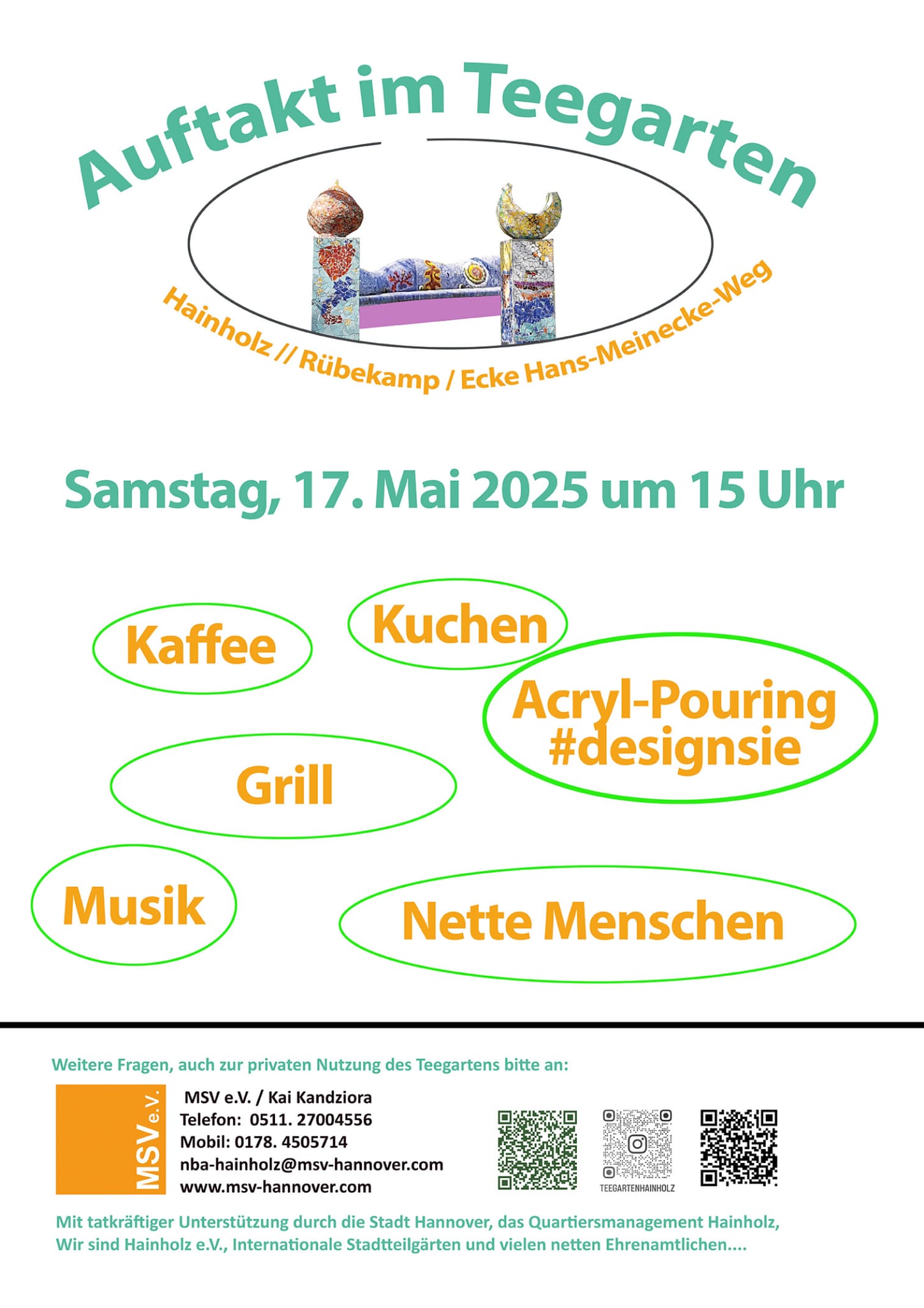 Teegarten Auftaktevent 17.05.2025 mit Acrylic Pouring mit der Künstlerin Anna Pianka von Designsie