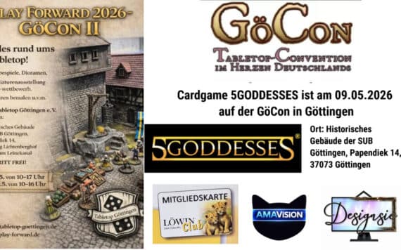 5GODDESSES auf der GöCon in Göttingen am 09.05.2026: Cardgame Let’s-play-Runden und Künstlerinnenbesuch vor Ort