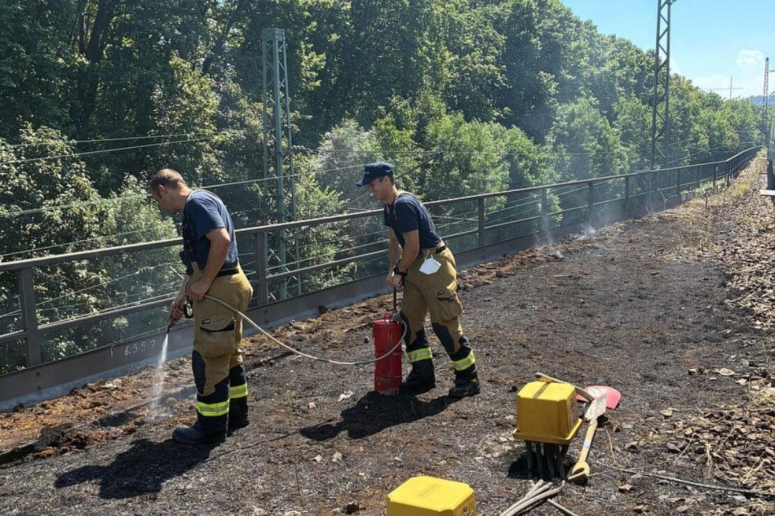 Feuerwehr löscht Vegetationsbrand am Stuttgarter Hauptbahnhof