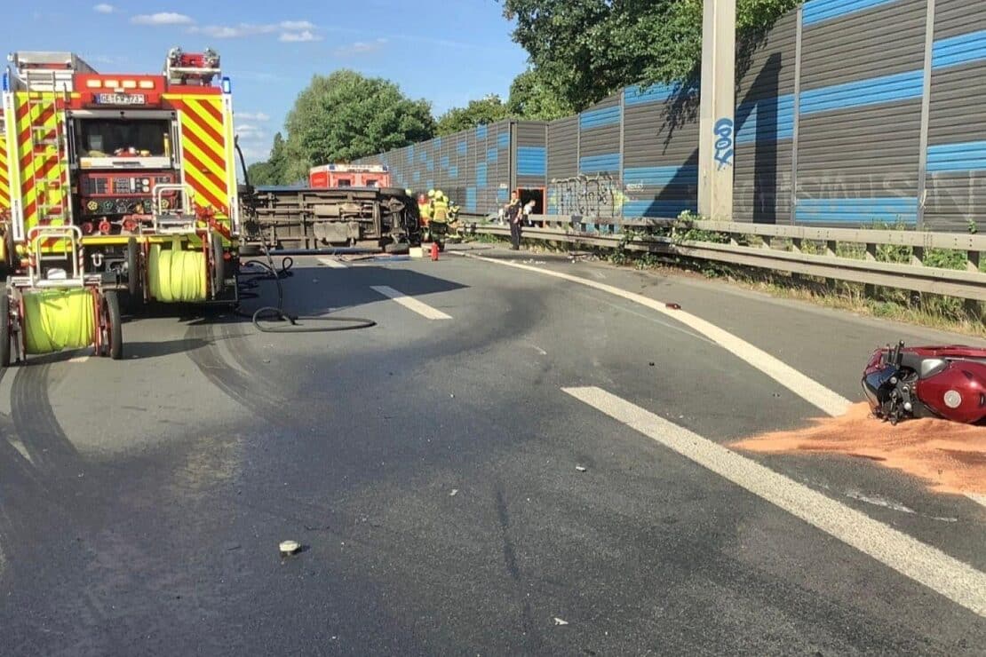 Zwei Schwerverletzte bei Unfall auf A42 bei Gelsenkirchen