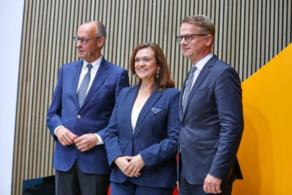 Friedrich Merz, Hoppermann und Linnemann am 27.07.2026, im Bild, via dts Nachrichtenagentur.