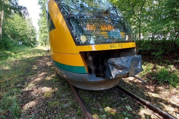 Zugunglück: Regionalbahn prallt gegen umgestürzten Baum auf der Strecke bei Görlitz (Archivfoto).