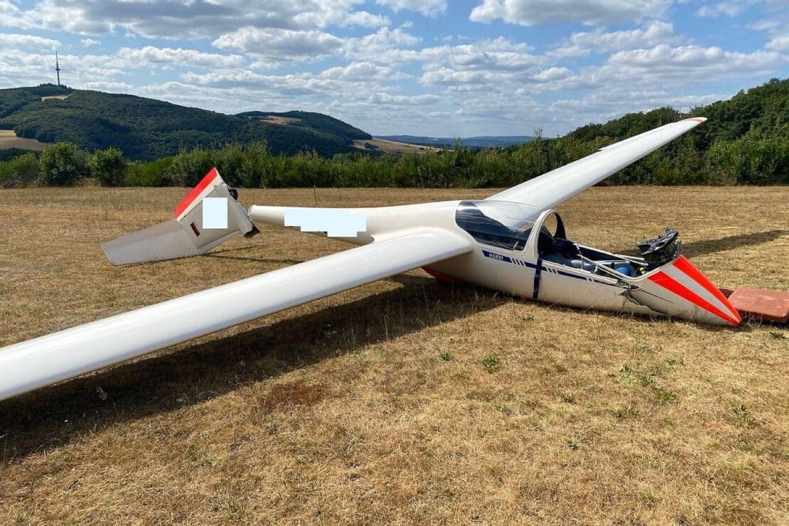 Segelflugzeugabsturz in Eßweiler ohne schwerwiegende Verletzungen