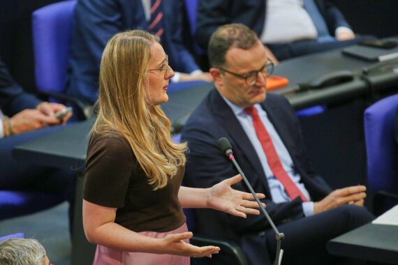 Katharina Dröge und Jens Spahn im Archivfoto (dts Nachrichtenagentur), Thema: Rücktritt Spahn.