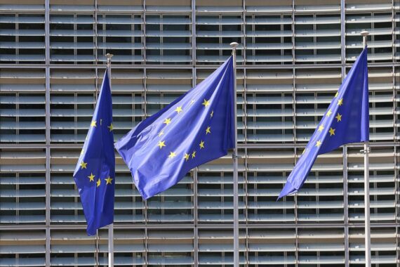 EU-Fahnen (Archiv): Abgeordnete fordern schnelle Gegenmaßnahmen, um Russen-Visa im Schengenraum zu begrenzen.