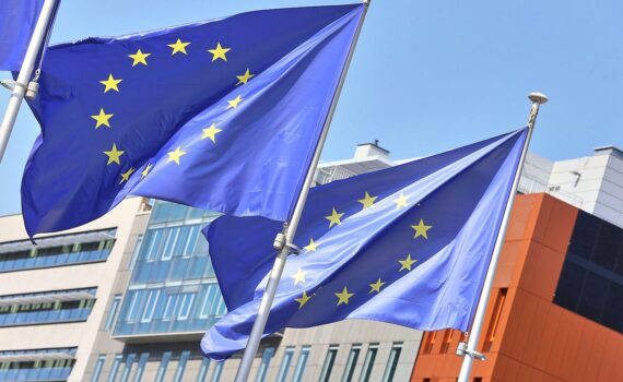 EU-Fahnen im Archiv; EU-Beitrittsprozess Moldawiens, Chisinau und Vize-Regierungschefin Cristina Gherasimov.
