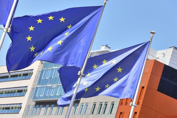 EU-Fahnen im Archiv; EU-Beitrittsprozess Moldawiens, Chisinau und Vize-Regierungschefin Cristina Gherasimov.