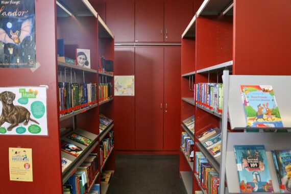 Illustration: Kinderbücher im Archiv, Thema Leseschwäche und Bildungsreform.