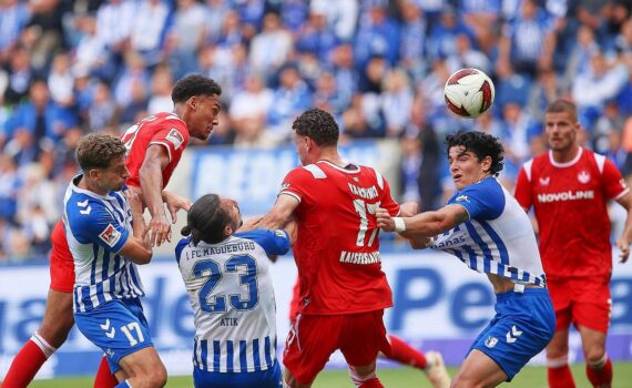 Fußballspiel: 1. FC Magdeburg vs. 1. FC Kaiserslautern, Torjubel nach 3:0 am 12.09.2026.