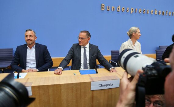 AfD-Wahlnachlese in Berlin mit Ulrich Siegmund und Alice Weidel sowie Tino Chrupalla.