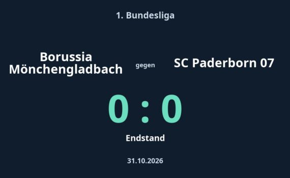 Borussia Mönchengladbach gegen SC Paderborn 07: 0:0. 1. Bundesliga, 2026-10-31.