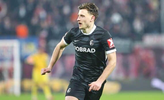 Fußballszene: Maximilian Eggestein jubelt (Archiv), SC Freiburg gewinnt 3:2 gegen FK Jablonec.