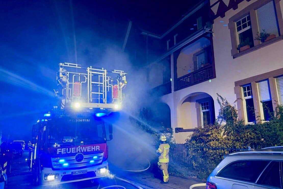 Kellerbrand in Mehrparteienhaus in Weinheim