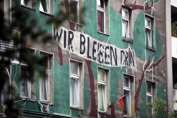 Besetztes Haus in Berlin-Kreuzberg (Archiv): Protest gegen Zwangsräumungen und Wohnungsmangel.