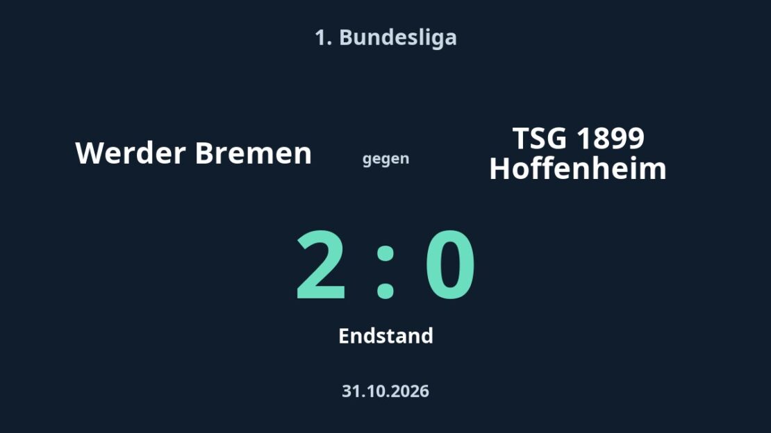 Werder Bremen gegen TSG 1899 Hoffenheim: 2:0